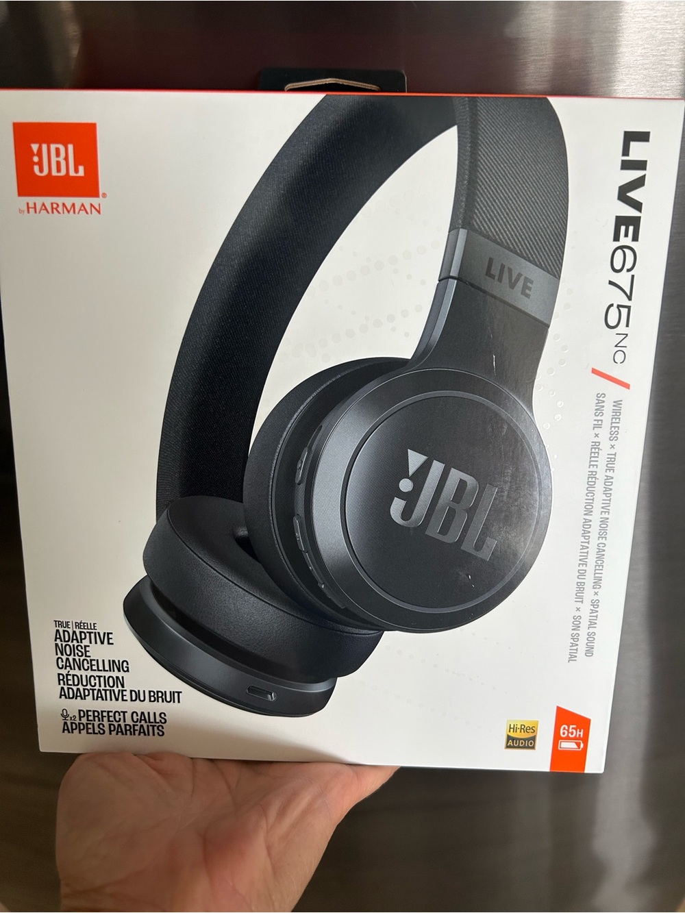 JBL Live 675NC Over-Ear Headphones - Black and Silver